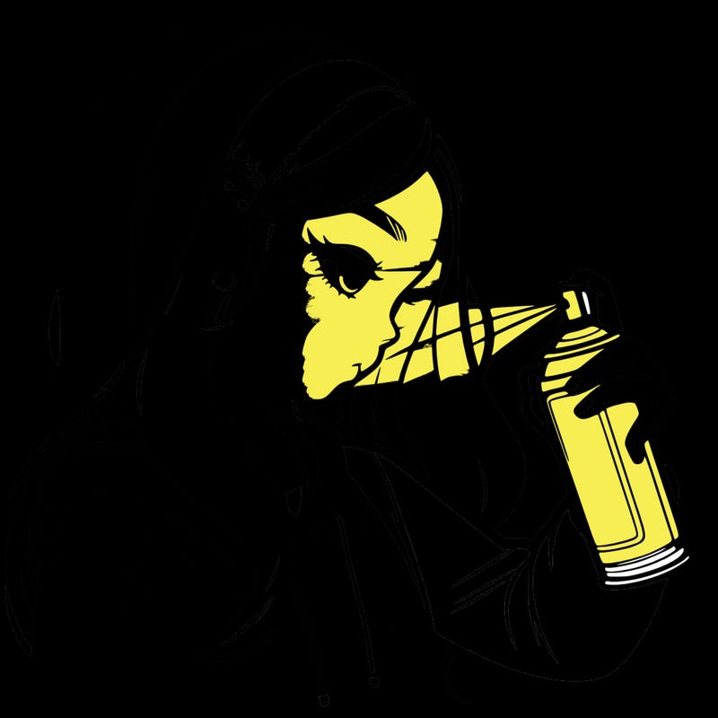 a realistic girl spray painting