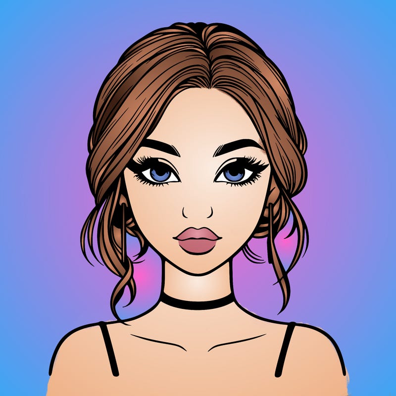 realistic girl with makeup on