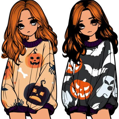 realistic girl with baggy sweater