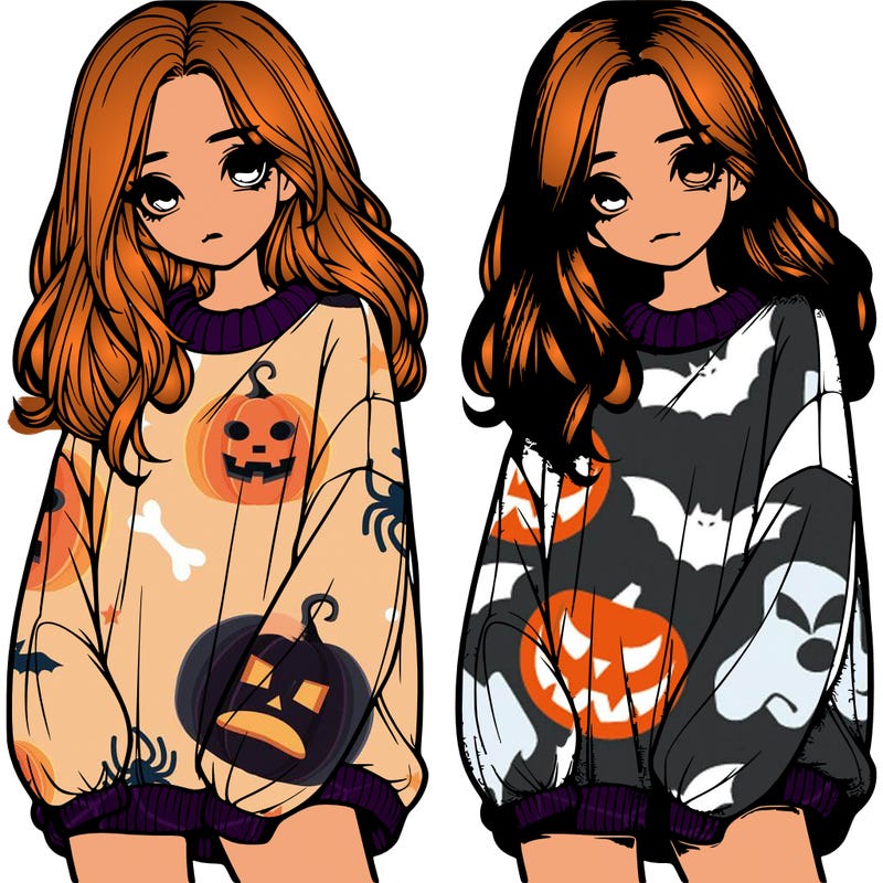 realistic girl with baggy sweater