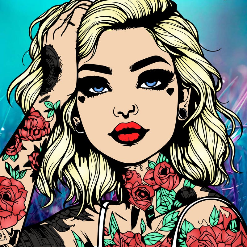 realistic girl with tattoos all over