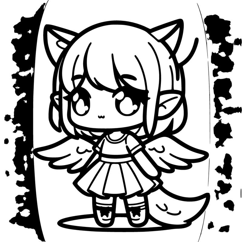 wings and tail and ear and girl