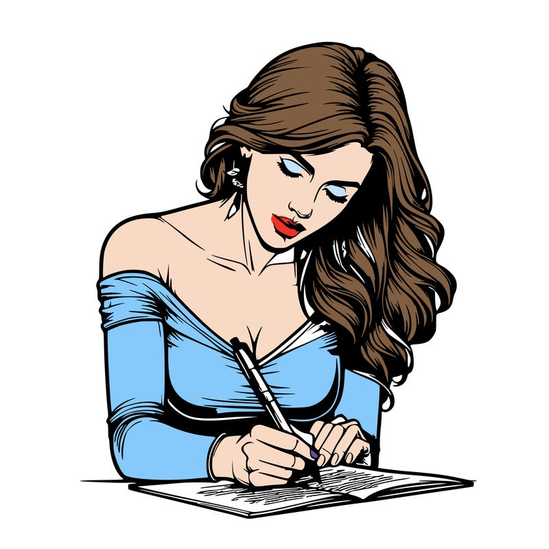 realistic female writing poetry