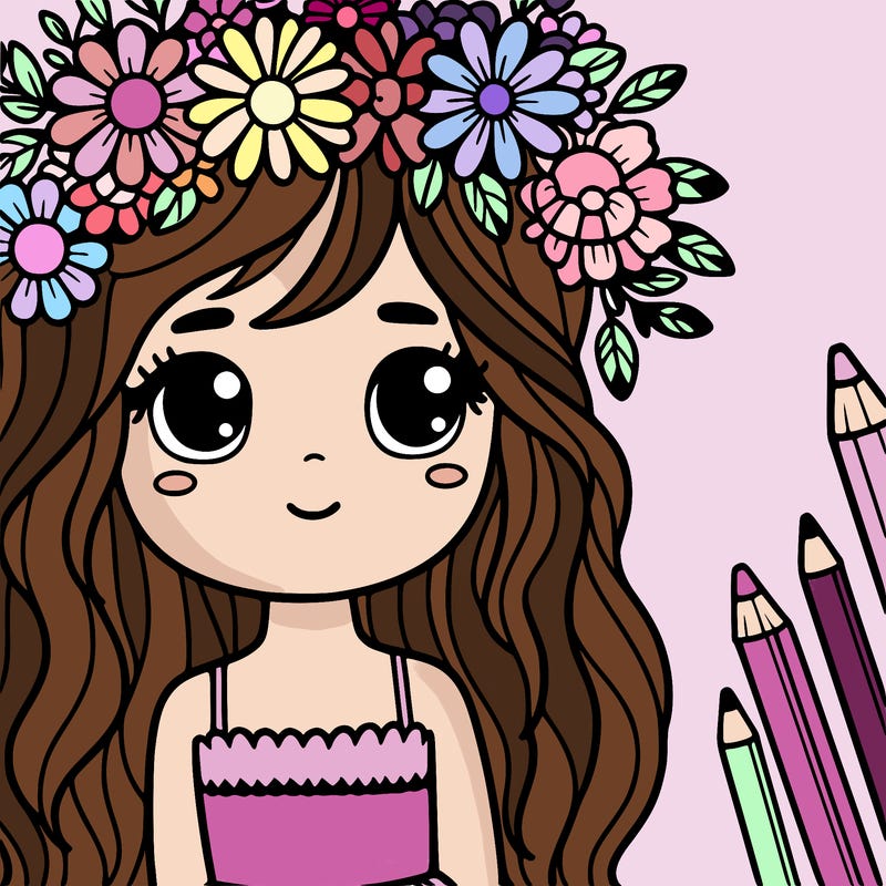 girl with flowers crown