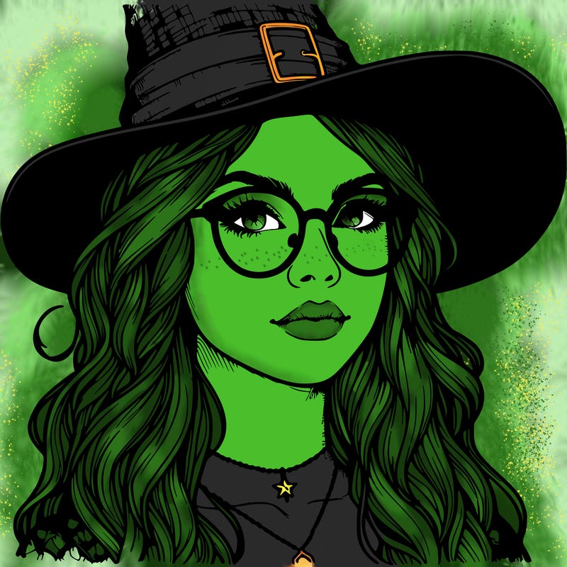 a witch with glasses realistic