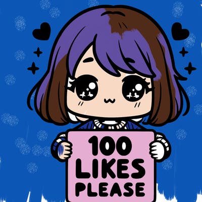 cute girl holding a sign saying 100 likes please