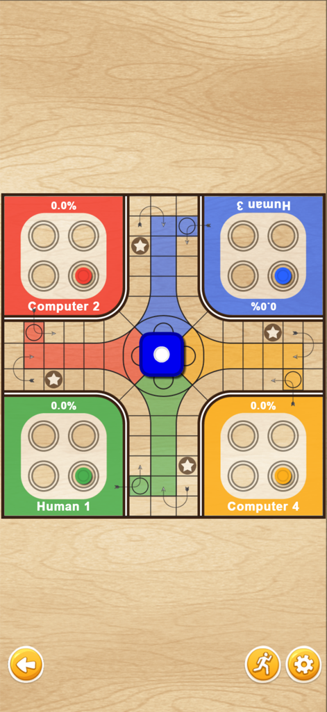 Ludo Neo-Classic - Gameplay of Ludo Neo-Classic on a classic wooden board with four players