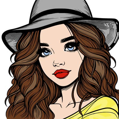 realistic girl with hat