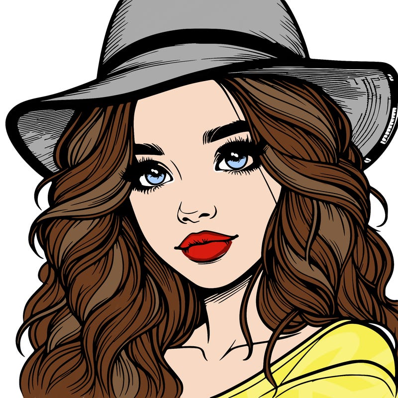 realistic girl with hat