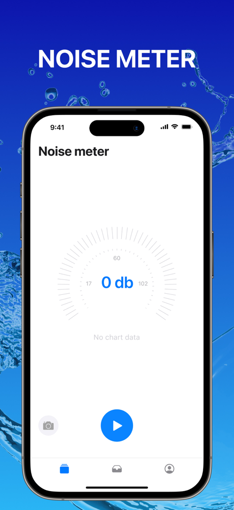 Clear Wave ° Water Eject - Interface of the noise level meter feature in the Clear Wave app on an iPhone
