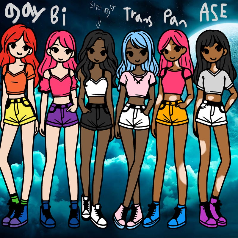 a group of girls wearing crop tops and shorts