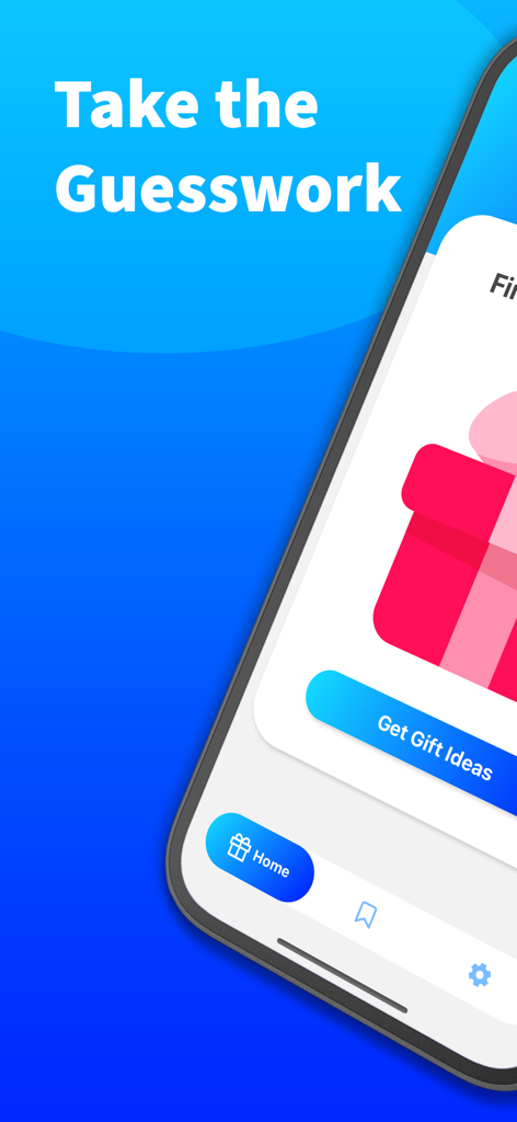 Smartphone displaying Giftly AI Gift Finder app home screen with a Get Gift Ideas button.