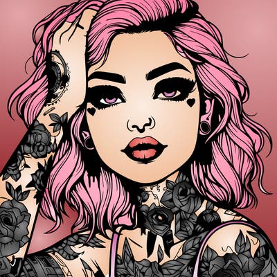 realistic girl with tattoos all over