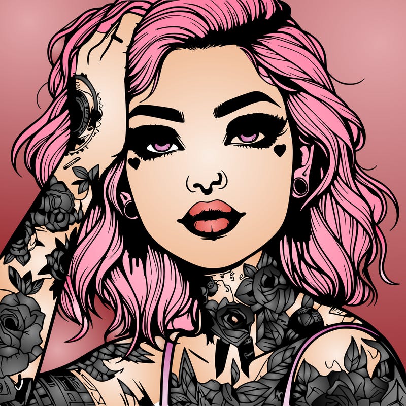 realistic girl with tattoos all over