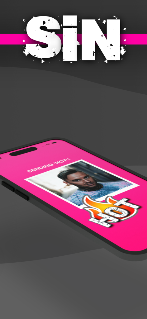 The SiN alternative dating app interface showing a user sending a hot alert