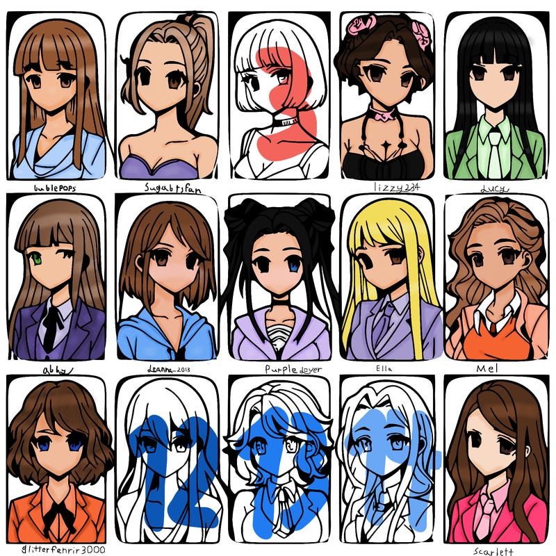 girls that look diffrent anime