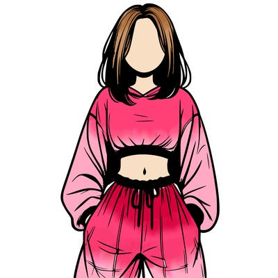 realistic girl faceless with baggy pants and a crop top