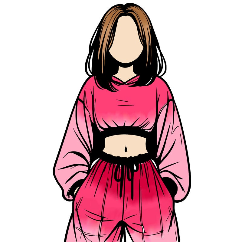 realistic girl faceless with baggy pants and a crop top
