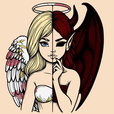 realistic angel half demon