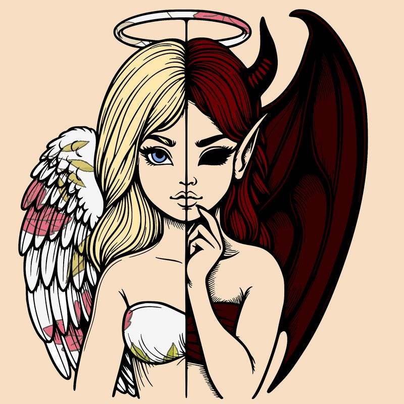 realistic angel half demon