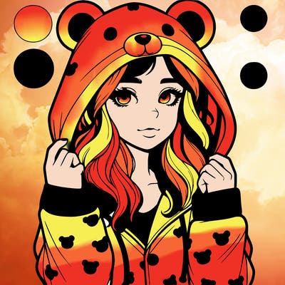 realistic girl in a animal pjs hoodie