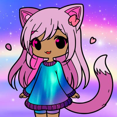 girl with cat ears and tail