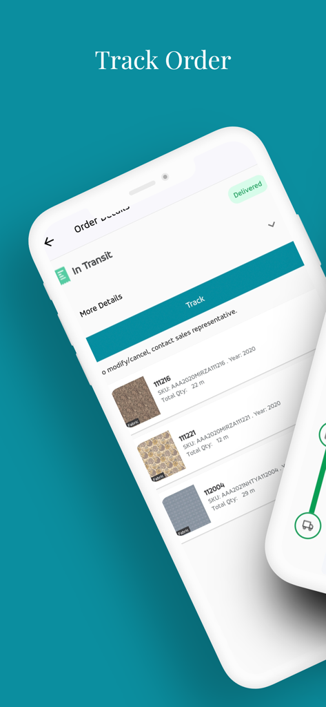 Home Decor My Awaaz - Interface of the Home Decor My Awaaz app showing the Track Order screen with order details and items in transit