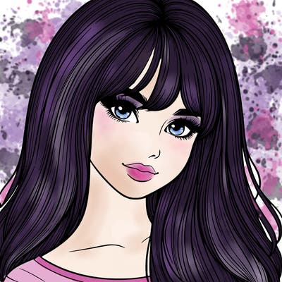 realistic girl with long hair and bangs