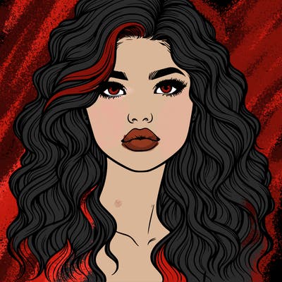 realistic girl with wavy hair and lips