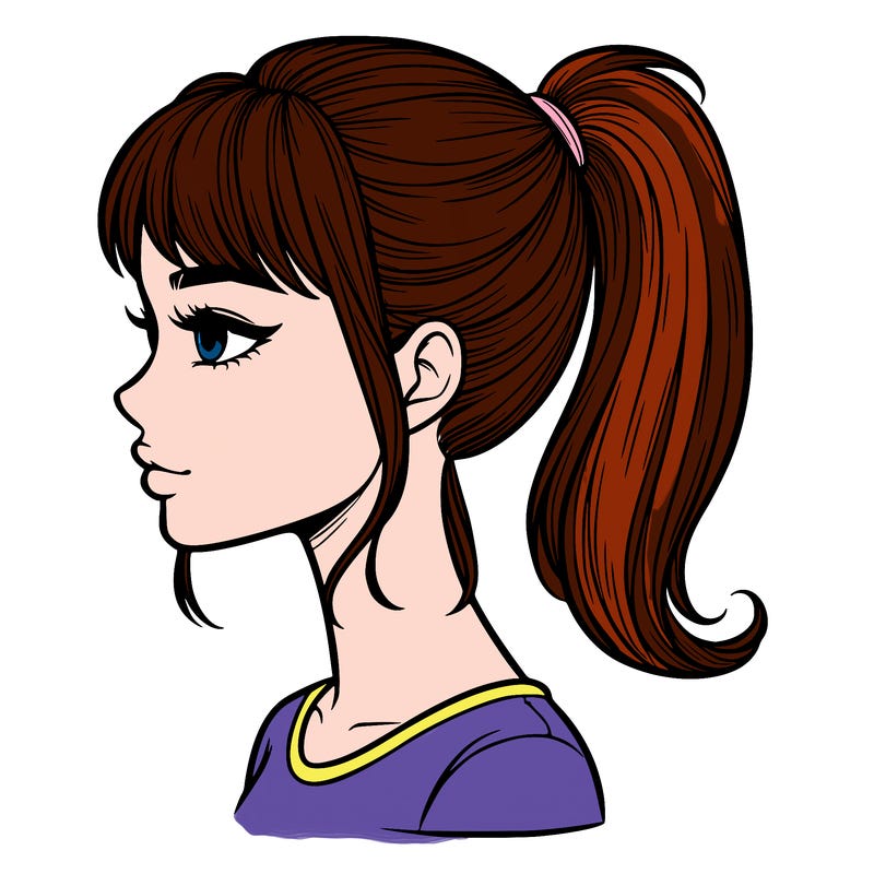 realistic woman with a pony tail hair style