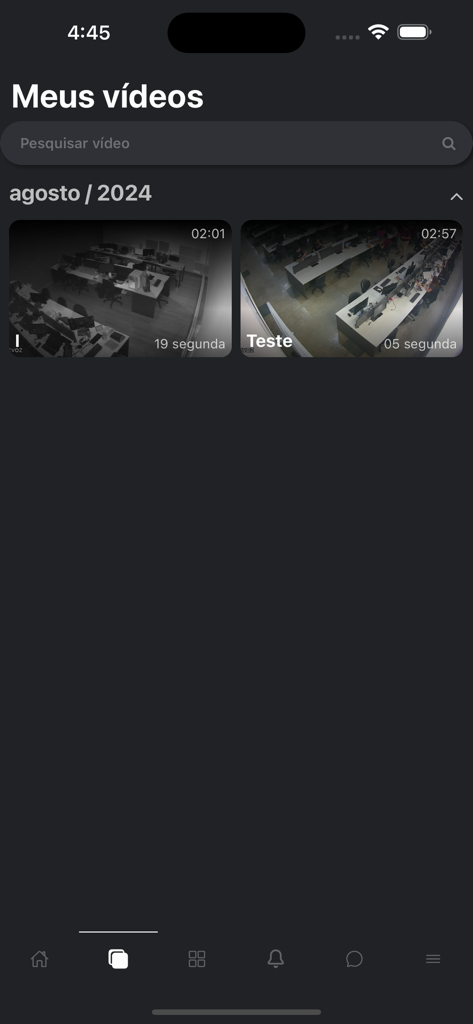 EasyCam - EasyCam app interface showing a list of recorded security videos from a surveillance camera