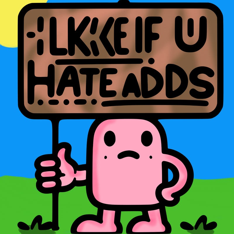 sign that says like if u hate adds