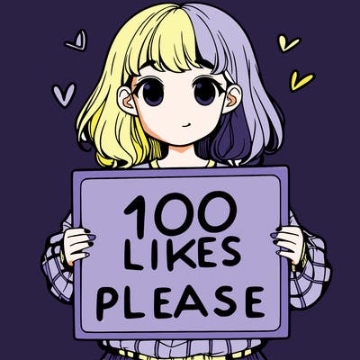 a girl holding a sign saying 100 likes please