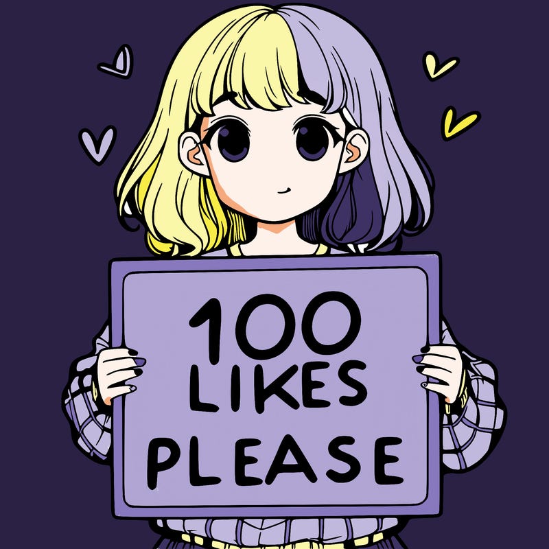 a girl holding a sign saying 100 likes please
