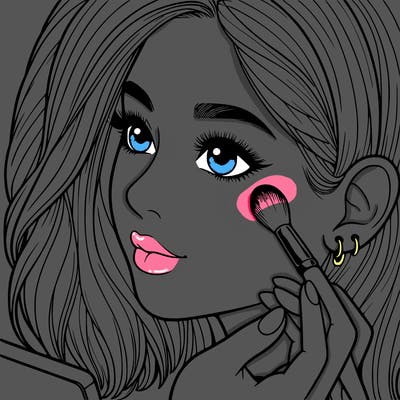 a realistic girl doing her makeup