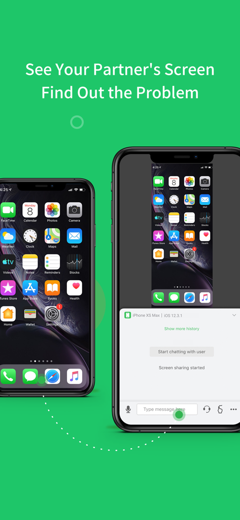 AirMirror - Remote Support - Compartir pantalla remota entre dos iPhones usando la aplicación AirMirror para soporte técnico.