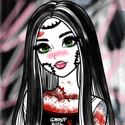 realistic girl with straight and long hair