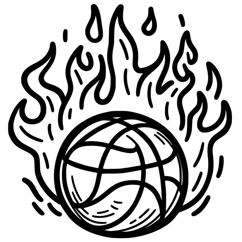 basketball on fire