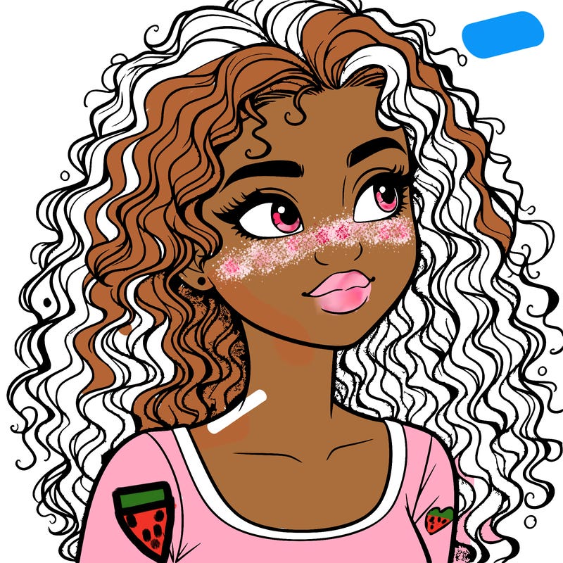 realistic girl with curly hair