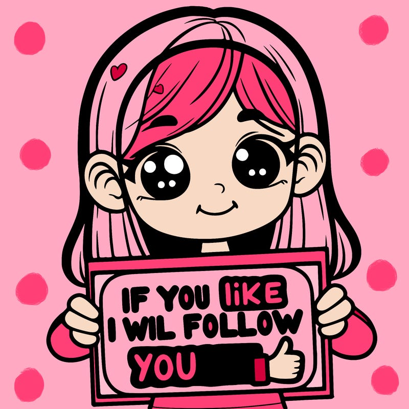 girl holding up a sign that says “ if you like i will follow you