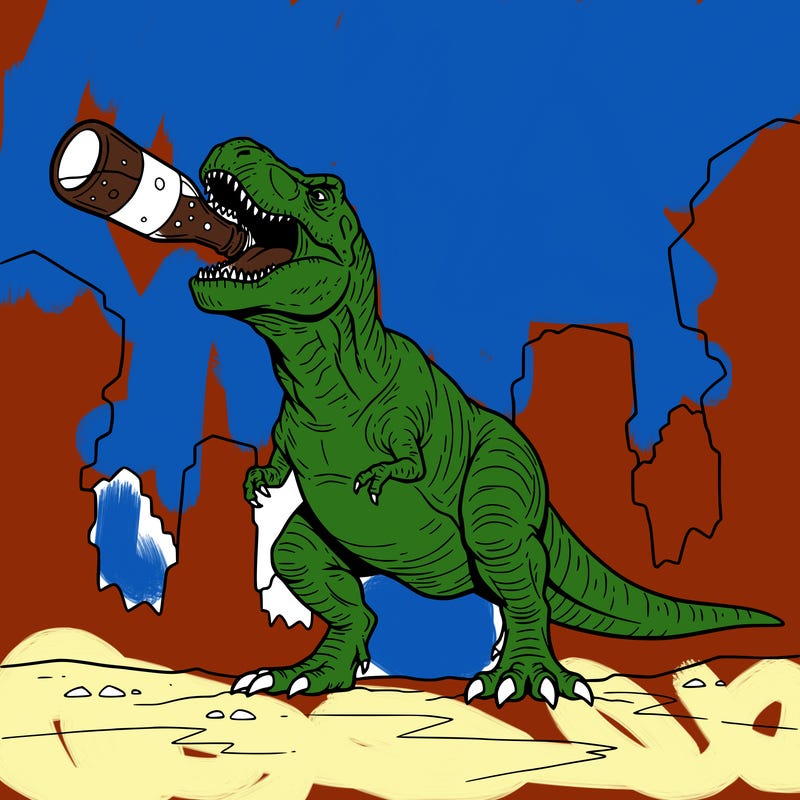t. rex dinking soda