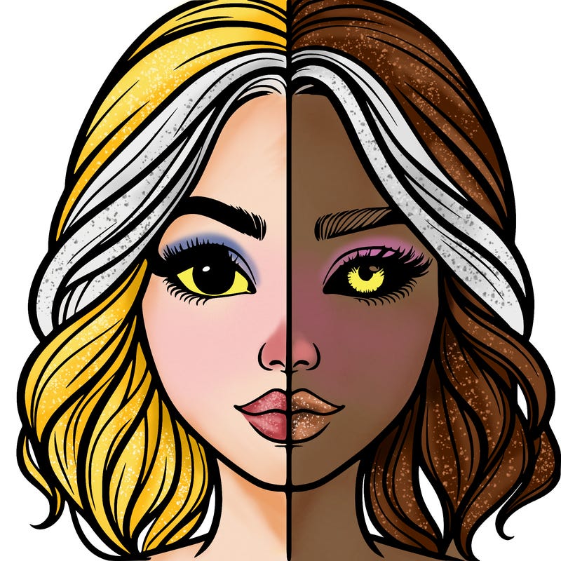 realistic girl split half