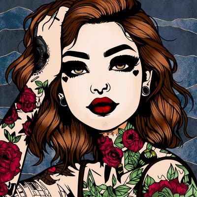 realistic girl with tattoos all over