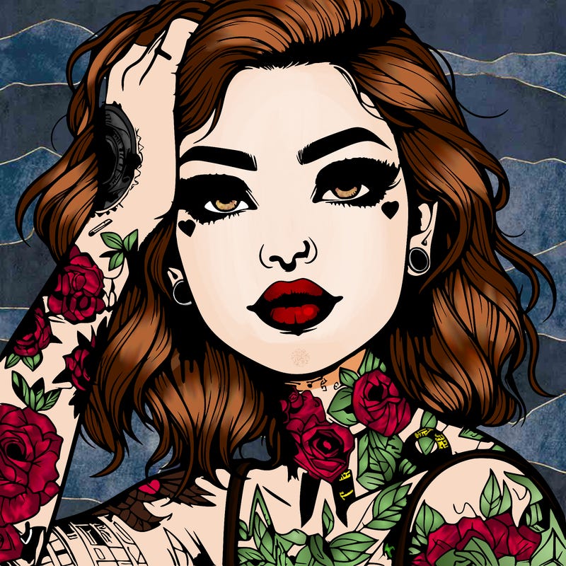 realistic girl with tattoos all over