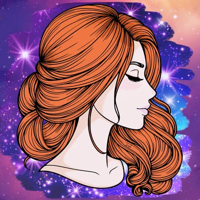 realistic woman's head & hair