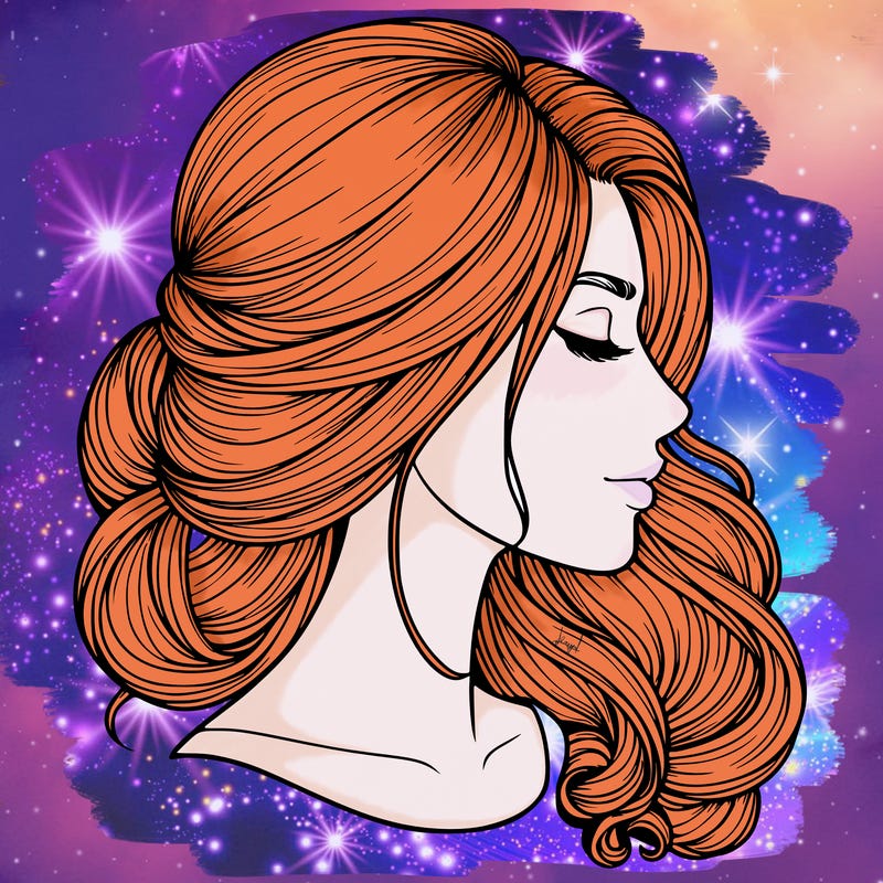 realistic woman's head & hair