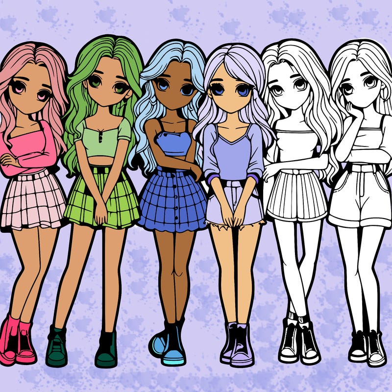 a group of girls realistic