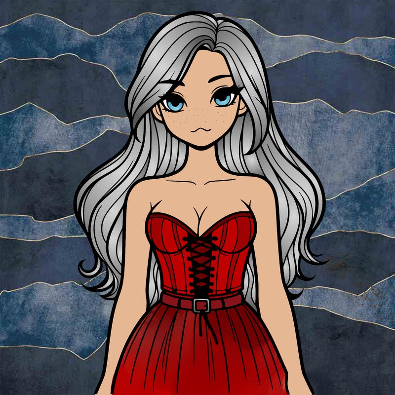 realistic girl with long hair corset crop top and skirt