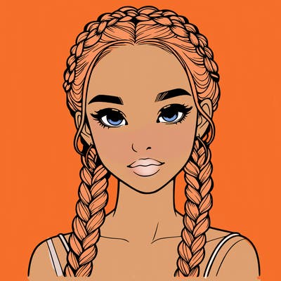 realistic girl with braids