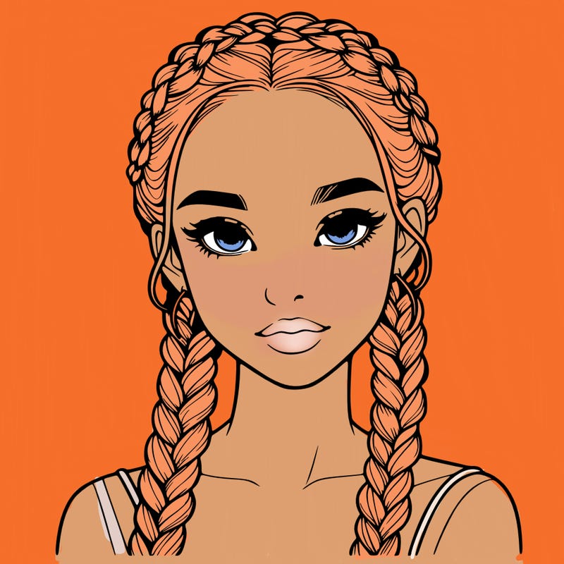 realistic girl with braids